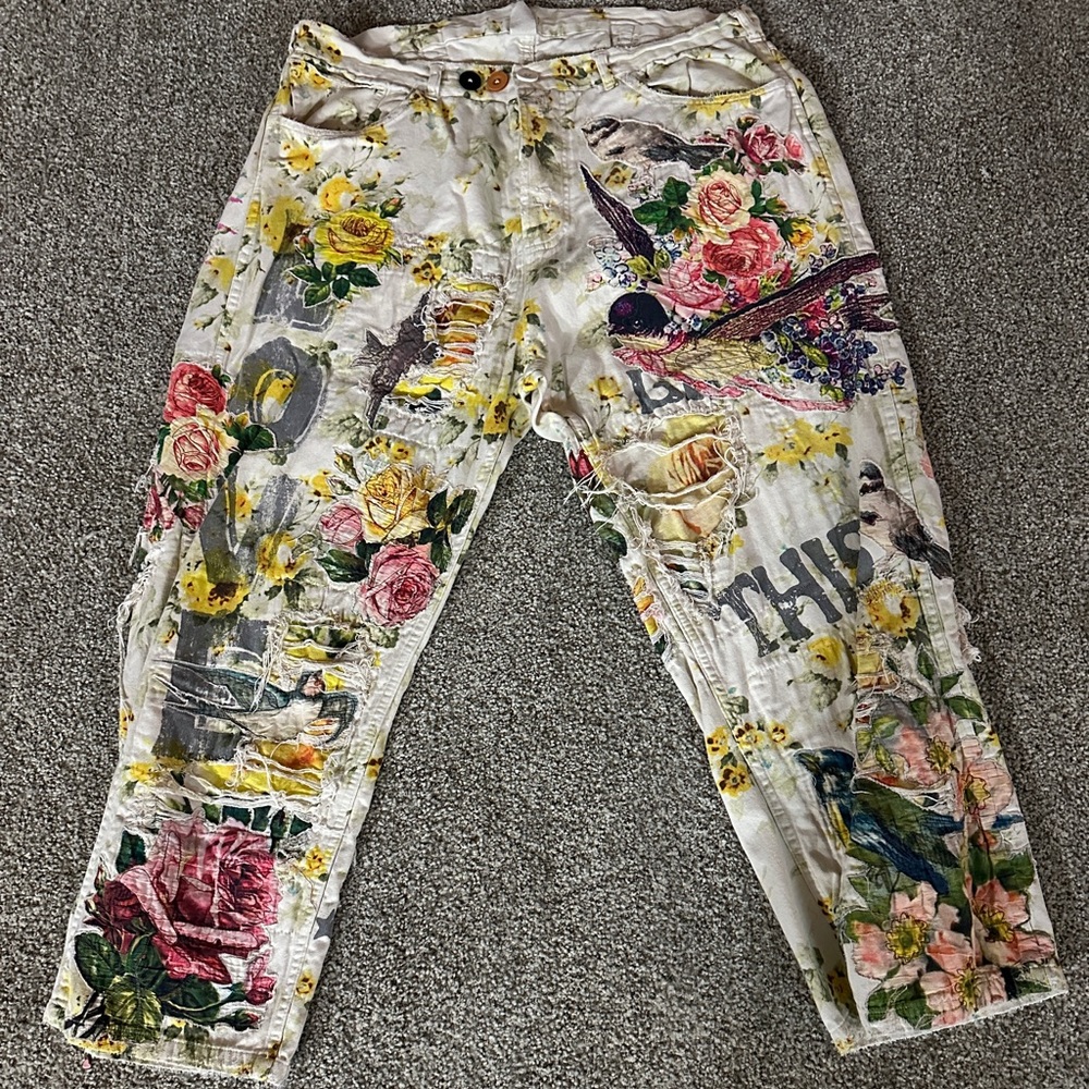 Magnolia Pearl Yellow Floral Jeans